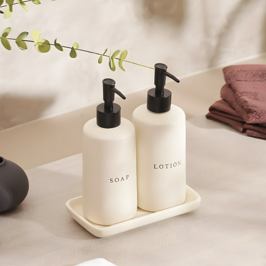 Ceramic Soap Dispenser Set - 3 Pcs
